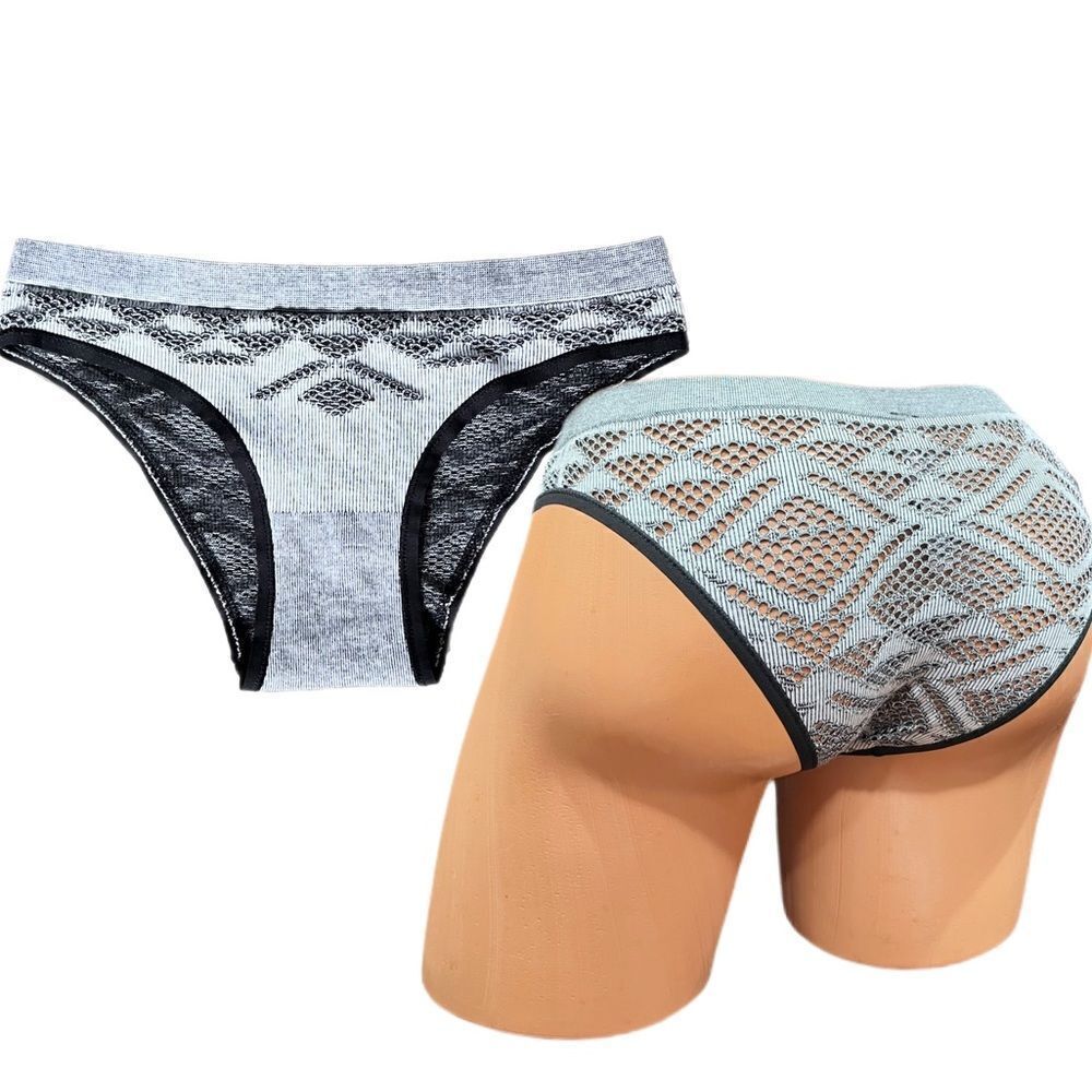 Victorias Secret Discontinued Everyday Thick Cheekini Tanga Panty gray black S